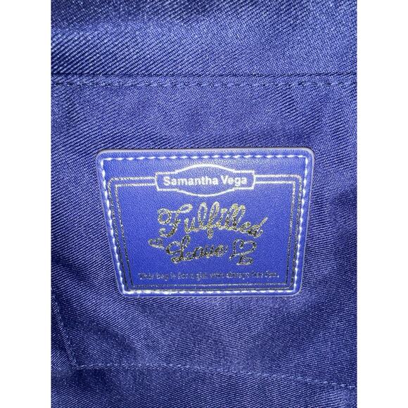 Samantha Vega Fulfilled Love Denim Faux Pearls Tote Bag New NWT - Picture 9 of 12